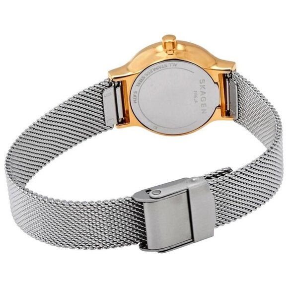 NWT Authentic Skagen Freja White Dial Stainless Steel Mesh Women's Watch - Picture 3 of 3